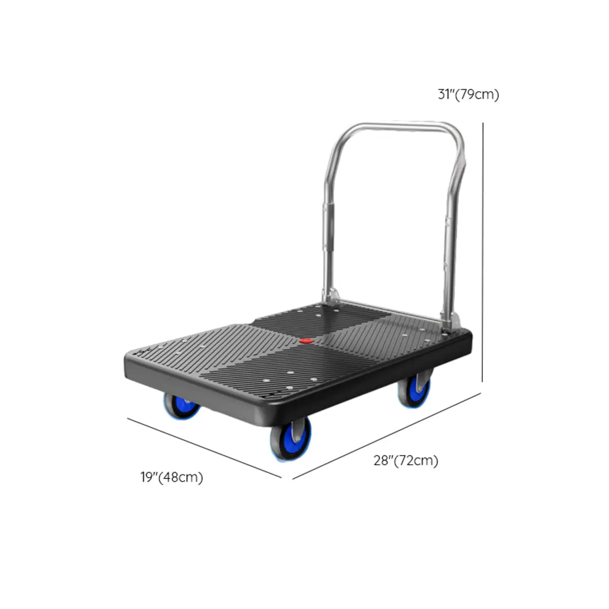 Black Flat Narrow Width Utility Cart with Casters Image - 13