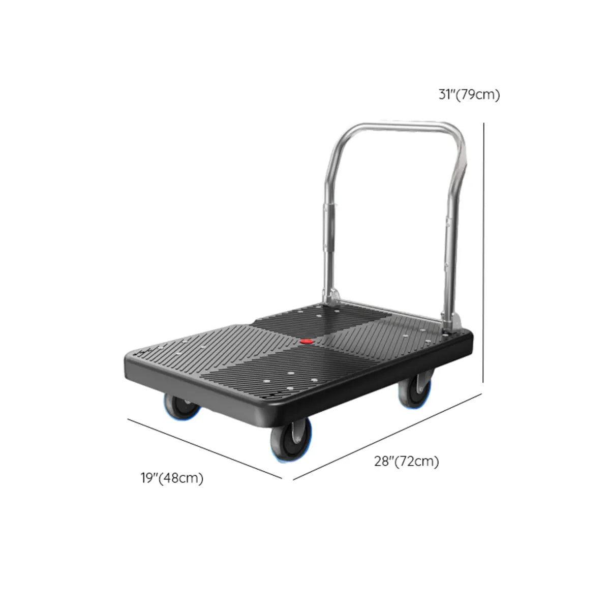 Black Flat Narrow Width Utility Cart with Casters Image - 14