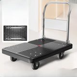 Black Flat Narrow Width Utility Cart with Casters Image - 5