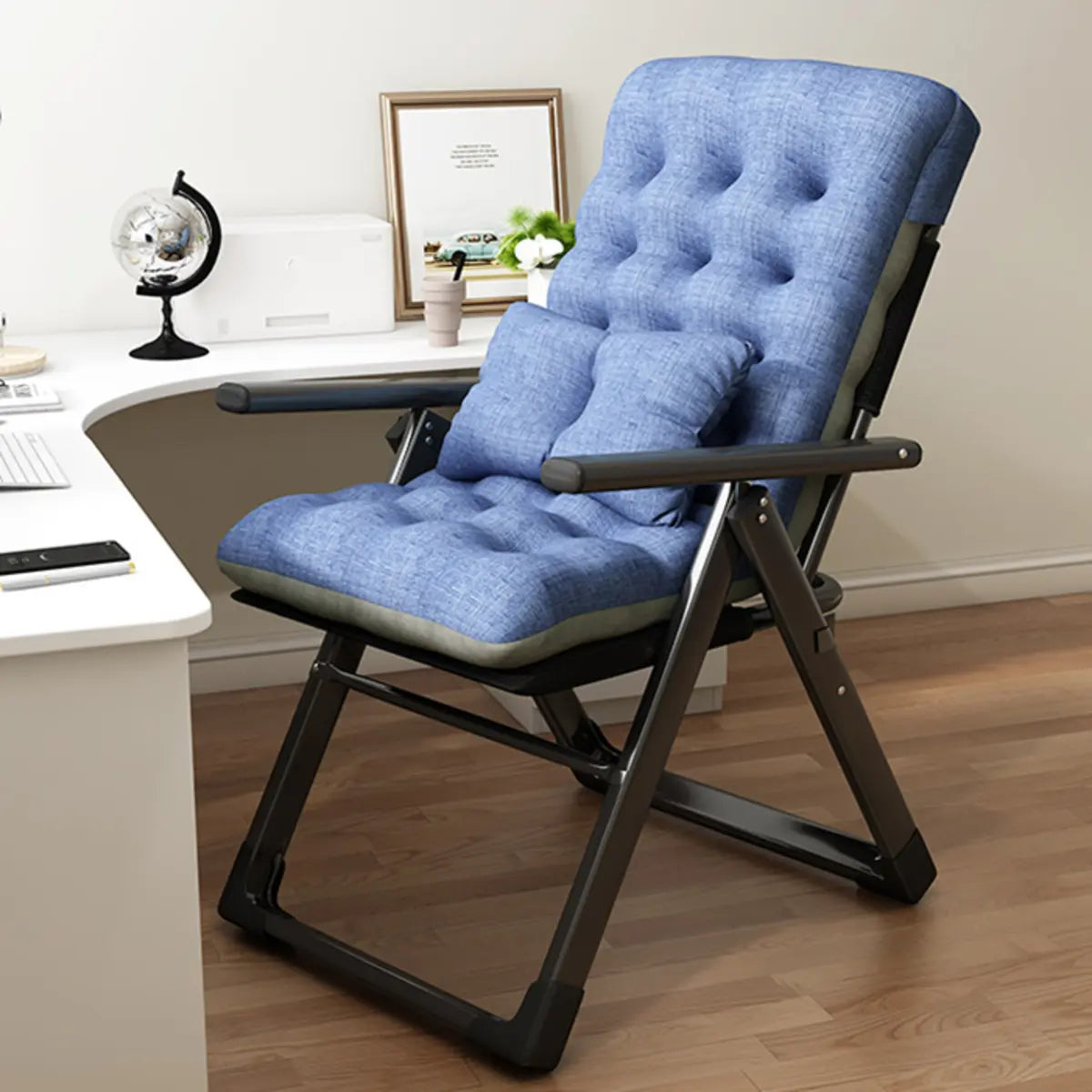 Black Foldable Mesh Metal Compact Relax Recliner Chair Image - 12