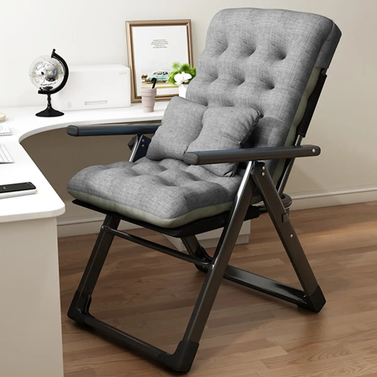 Black Foldable Mesh Metal Compact Relax Recliner Chair Image - 19