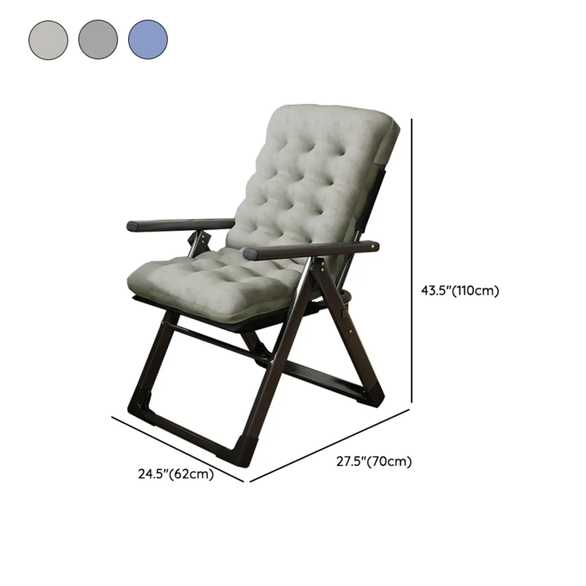 Black Foldable Mesh Metal Compact Relax Recliner Chair 