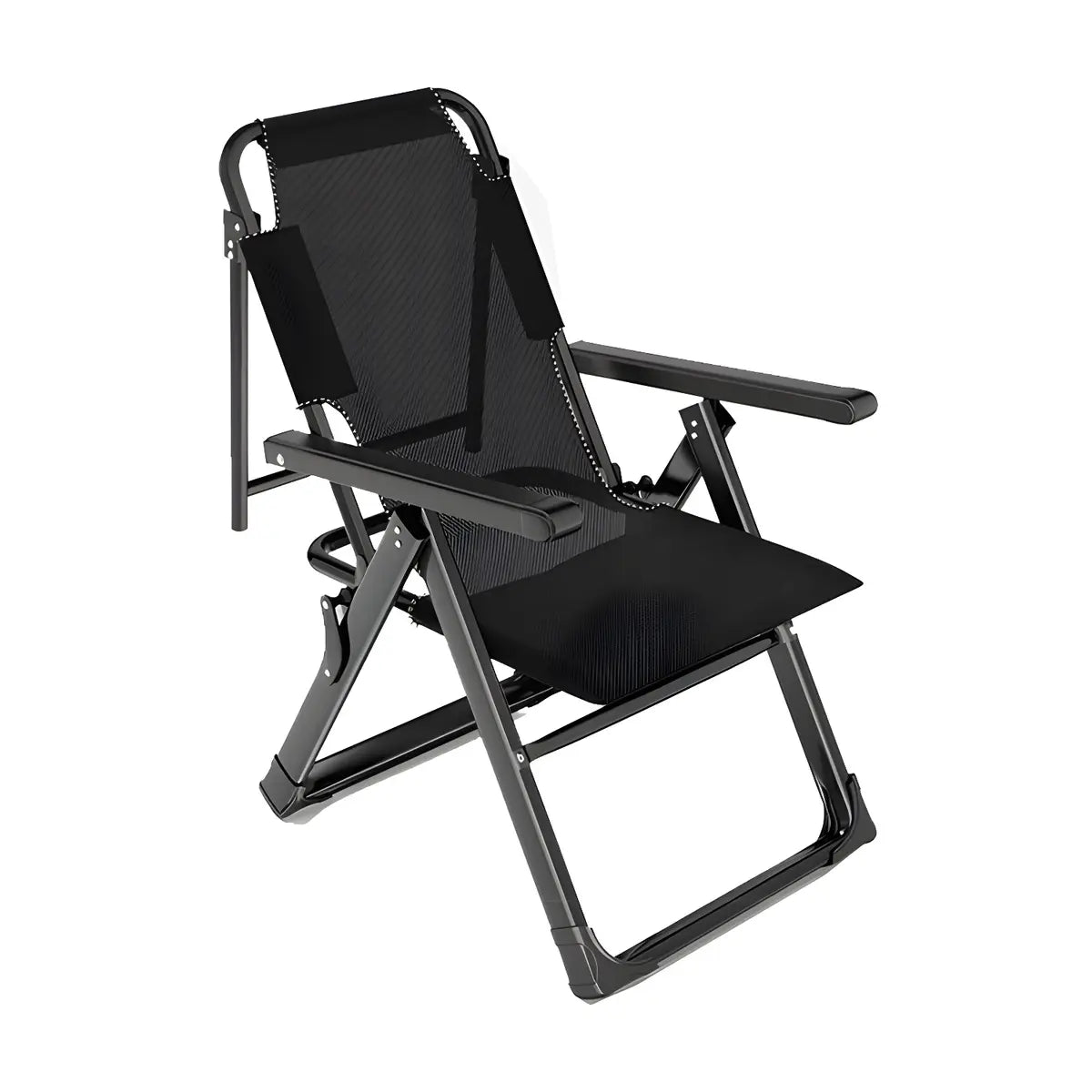 Black Foldable Mesh Metal Compact Relax Recliner Chair Image - 9