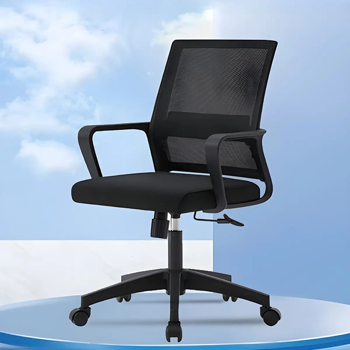 Black Frame Contemporary Ergonomic Mesh Office Chair Image - 1