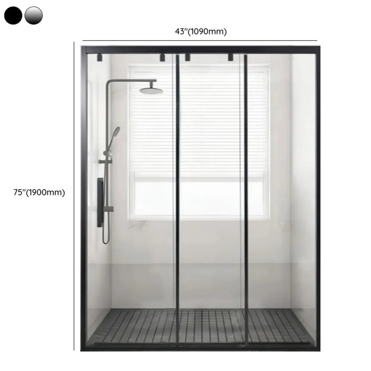 Black Framed Clear Glass Double Sliding Shower Door 