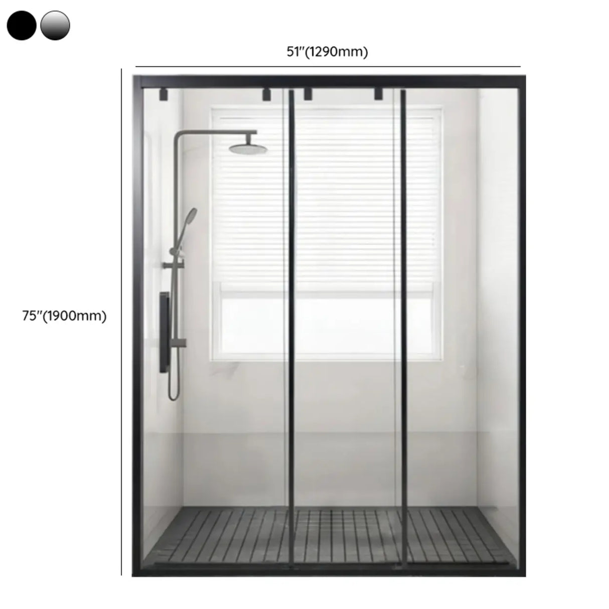 Black Framed Clear Glass Double Sliding Shower Door Image - 13