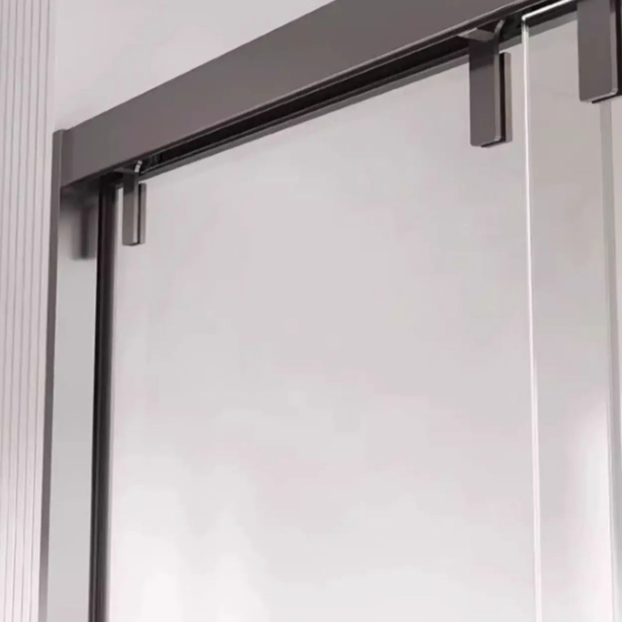 Black Framed Clear Glass Double Sliding Shower Door Image - 6