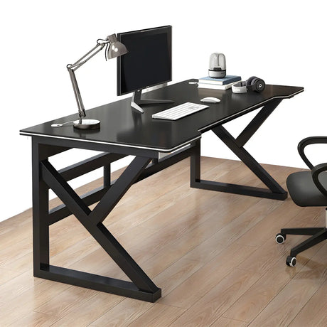 Black Free Form Manufactured Wood Sled Gaming Desk Image - 1