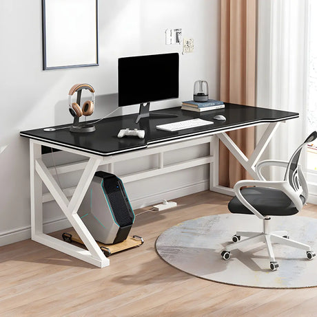 Black Free Form Manufactured Wood Sled Gaming Desk Image - 2