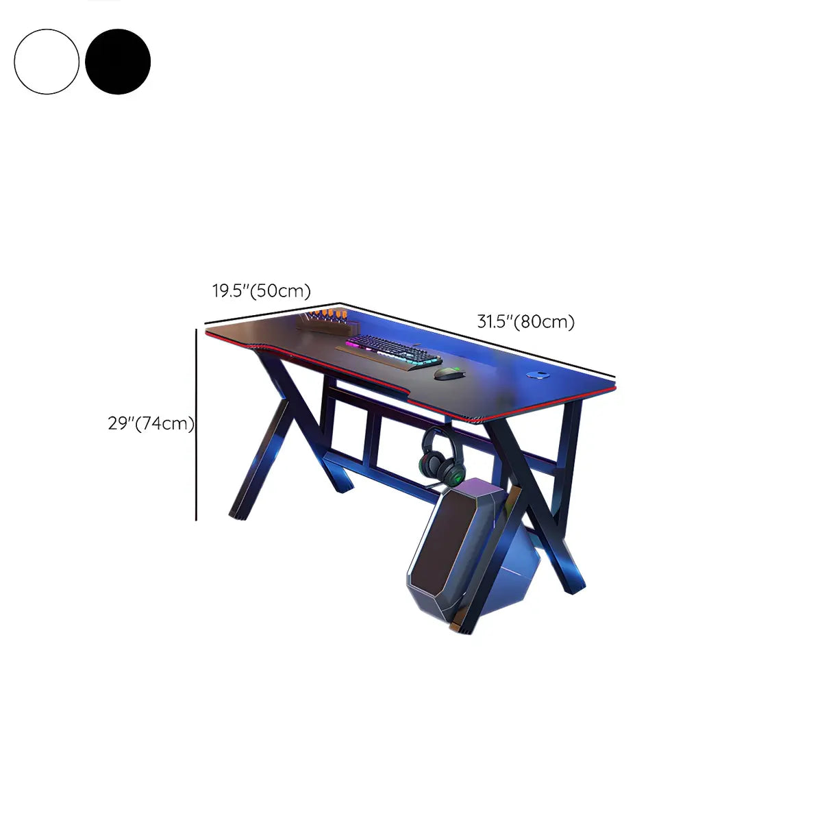 Black Free Form Manufactured Wood Trestle Gaming Desk 