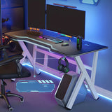 Black Free Form Manufactured Wood Trestle Gaming Desk Image - 4