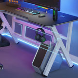 Black Free Form Manufactured Wood Trestle Gaming Desk Image - 6