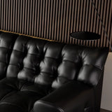 Black Genuine Leather Tight Back Tufted Right Sectional Image - 10