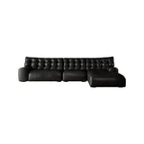 Black Genuine Leather Tight Back Tufted Right Sectional Image - 5