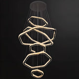 Black Geometric Crystal LED Remote Foyer Chandelier Image - 5