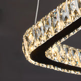 Black Geometric Crystal LED Remote Foyer Chandelier Image - 7