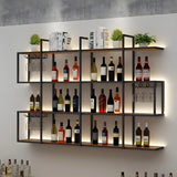 Black Geometric Metal Large Floating Wall Wine Rack Holder Image - 19