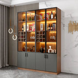 Black Glass Dining Room Lighting Display Wine Cabinets Image - 14