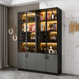 Black Glass Dining Room Lighting Display Wine Cabinets Image - 15