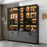 Black Glass Dining Room Lighting Display Wine Cabinets Image - 18