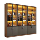 Black Glass Dining Room Lighting Display Wine Cabinets Image - 20