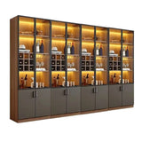 Black Glass Dining Room Lighting Display Wine Cabinets Image - 21