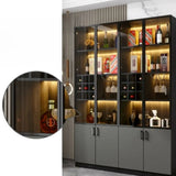 Black Glass Dining Room Lighting Display Wine Cabinets Image - 3