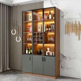 Black Glass Dining Room Lighting Display Wine Cabinets Image - 7