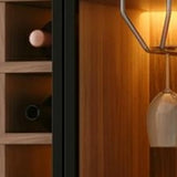 Black Glass Dining Room Lighting Display Wine Cabinets Image - 8