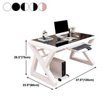 Black Glass Keyboard Tray Steel Trestle Computer Desk #size