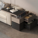 Black Glass Lift Top Storage Coffee Table with Wheel Image - 14