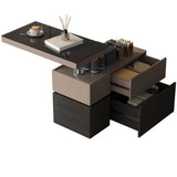 Black Glass Lift Top Storage Coffee Table with Wheel Image - 3