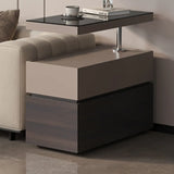 Black Glass Lift Top Storage Coffee Table with Wheel Image - 4