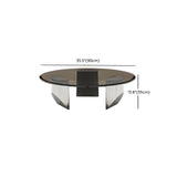 Black Glass Round Silver Steel Three Leg Coffee Table #size