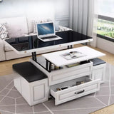 Black Glass Top Lift Top Coffee Table with Storage Image - 7