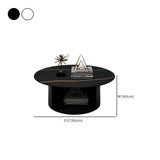 Black Glass Top Nesting Round Coffee Table with Storage Image - 23