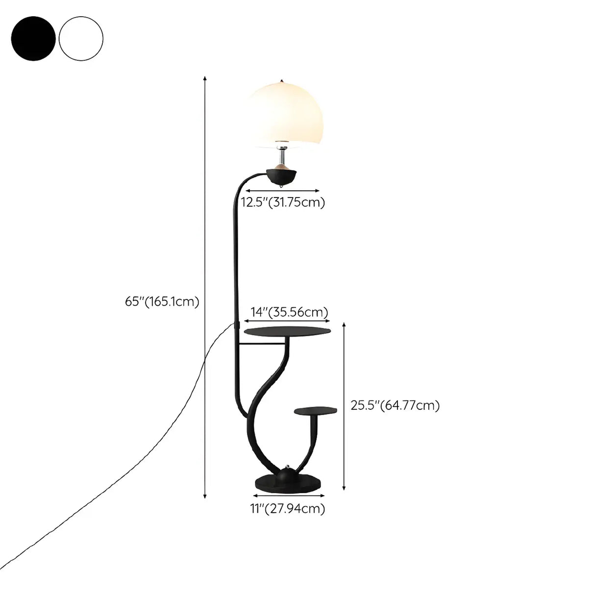 Black Globe Modern Arc Floor Lamp with Side Table 