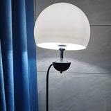 Black Globe Modern Arc Floor Lamp with Side Table Image - 9