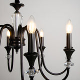 Black Gold Classic Metal Hanging Candle Chandelier Image - 21