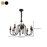 Black Gold Classic Metal Hanging Candle Chandelier Image - 24