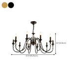 Black Gold Classic Metal Hanging Candle Chandelier Image - 25