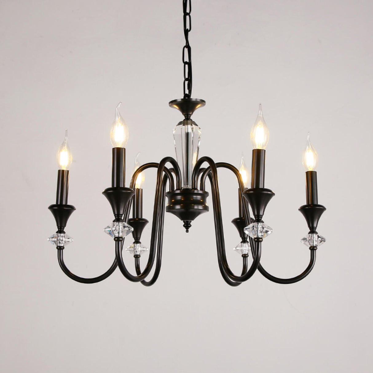 Black Gold Classic Metal Hanging Candle Chandelier Image - 3