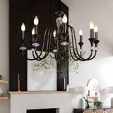 Black Gold Classic Metal Hanging Candle Chandelier Image - 7