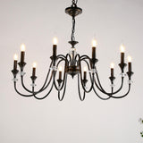 Black Gold Classic Metal Hanging Candle Chandelier Image - 8