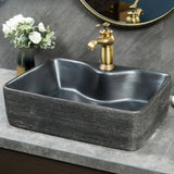 Black Gray Oval Ceramic Hand Carved Vessel Sink Image - 29