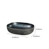 Black Gray Oval Ceramic Hand Carved Vessel Sink #size