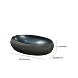 Black Gray Oval Ceramic Hand Carved Vessel Sink Image - 31