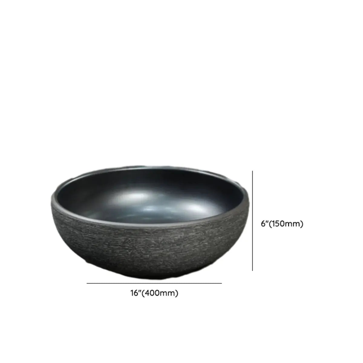 Black Gray Oval Ceramic Hand Carved Vessel Sink Image - 35