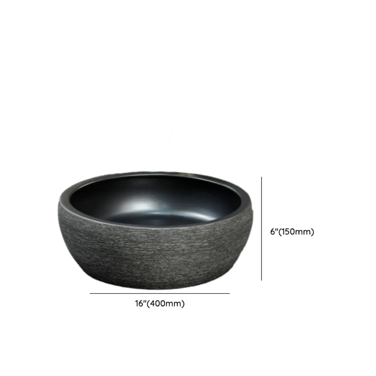 Black Gray Oval Ceramic Hand Carved Vessel Sink Image - 36