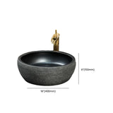 Black Gray Oval Ceramic Hand Carved Vessel Sink Image - 47